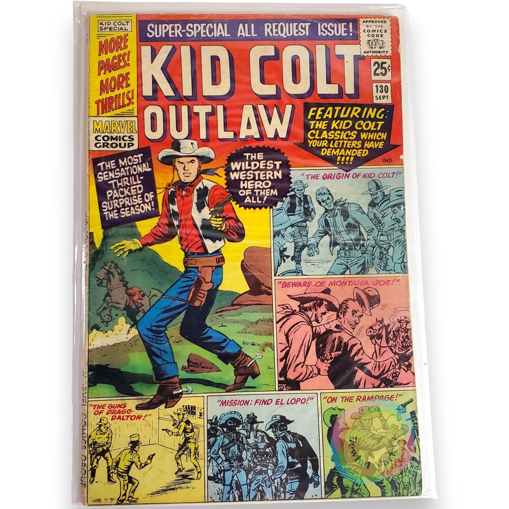 Vintage 1966 Kid Colt Outlaw #130 Marvel Comic 68 Page Giant
